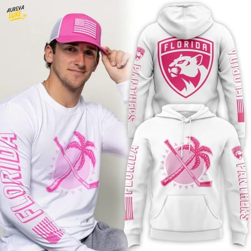 Florida Panthers Sun & Stick Pink Logos Hoodie