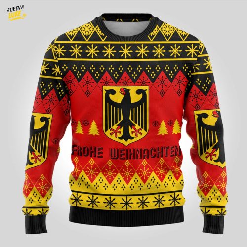 Germany Christmas Frohe Weihnachten Ugly Pattern Sweatshirt