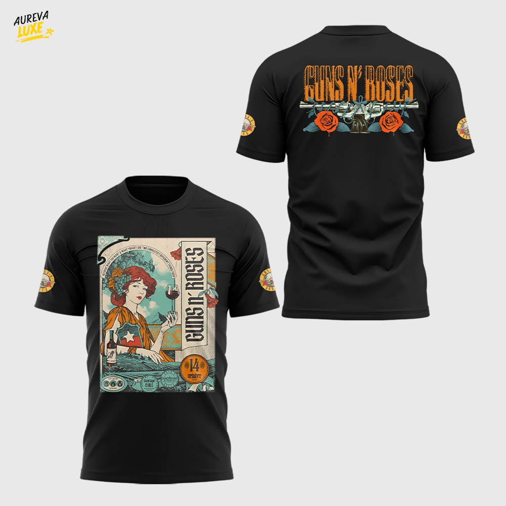 Limited Edition GnR Tour 2025 Santiago Tshirt Limited Edition GnR Tour 2025 Santiago Tshirt