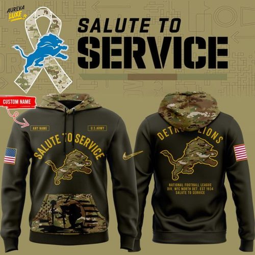 Men's Camo Detroit Lions 2025 NFL Salute to Service Limited Pullover Hoodie
