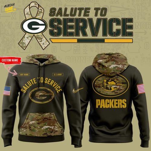 Men's Nike Camo Green Bay Packers 2025 NFL Salute to Service Limited Pullover Hoodie