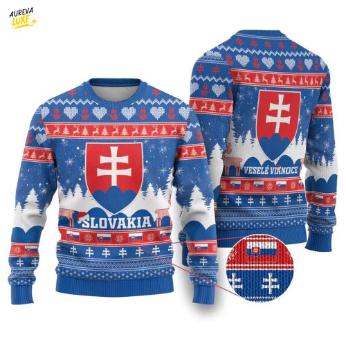 Slovakia Christmas Ugly Christmas Sweater Vesele Vianoce – Coat Of Arms