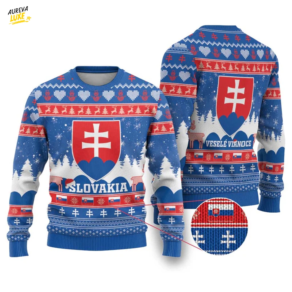 Slovakia Christmas Ugly Christmas Sweater Vesele Vianoce – Coat Of Arms Slovakia Christmas Ugly Christmas Sweater Vesele Vianoce – Coat Of Arms