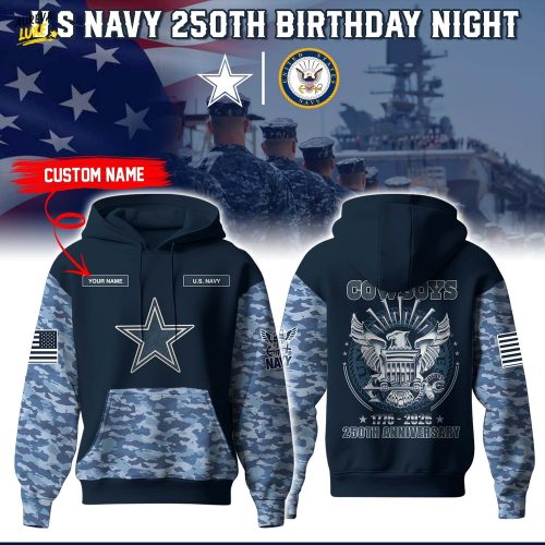Special Edition 2025 Dallas Cowboys Hoodie x U.S Navy 250th Birthday Night-3D Unisex Hoodie
