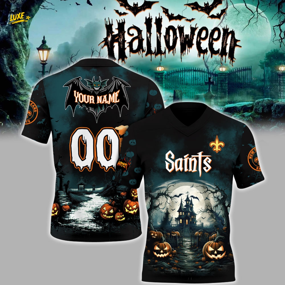 Special Edition 2025 New Orleans Saints x Halloween-V-neck Short Sleeve Jersey Special Edition 2025 New Orleans Saints x Halloween-V-neck Short Sleeve Jersey