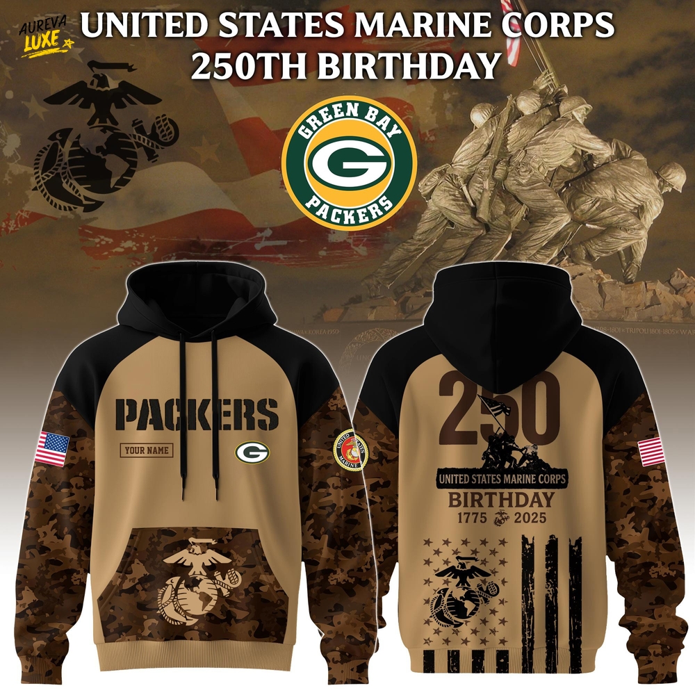 Special Edition Hoodie Green Bay Packers x U.S.M.C 250th Birthday-3D Unisex Hoodie Special Edition Hoodie Green Bay Packers x U.S.M.C 250th Birthday-3D Unisex Hoodie