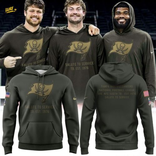 Special Edition Tampa Bay Buccaneers 2025 Salute to Service Black Hoodie