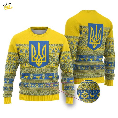 Ukraine Trident Christmas Ugly Christmas Sweater Vyshyvanka Patterns