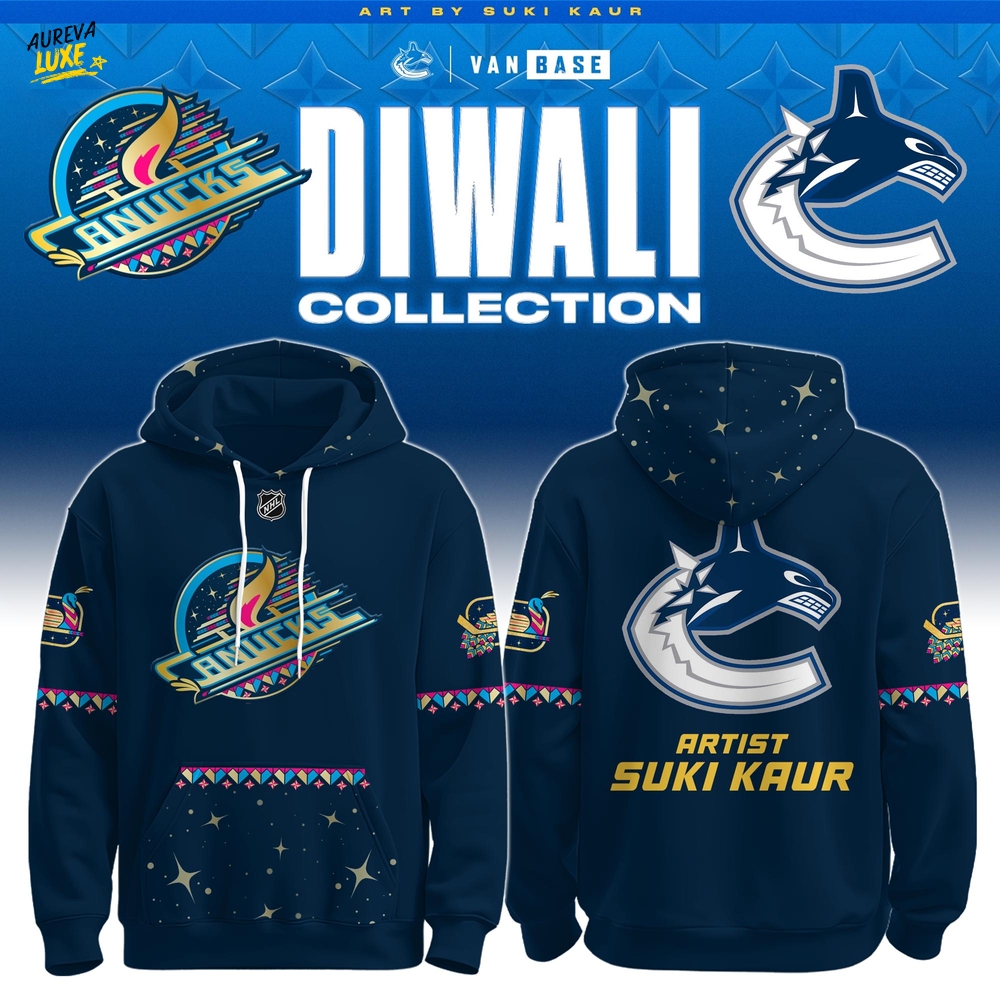 Vancouver Canucks 2025 Navy Diwali Skate Hoodie Limited Edition Vancouver Canucks 2025 Navy Diwali Skate Hoodie Limited Edition