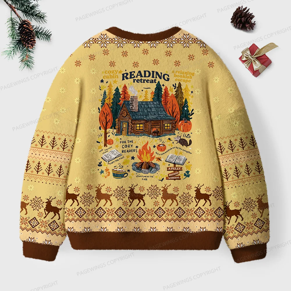 Cozy Reading Retreat Unisex Ugly Knit Christmas Sweater Cozy Reading Retreat Unisex Ugly Knit Christmas Sweater