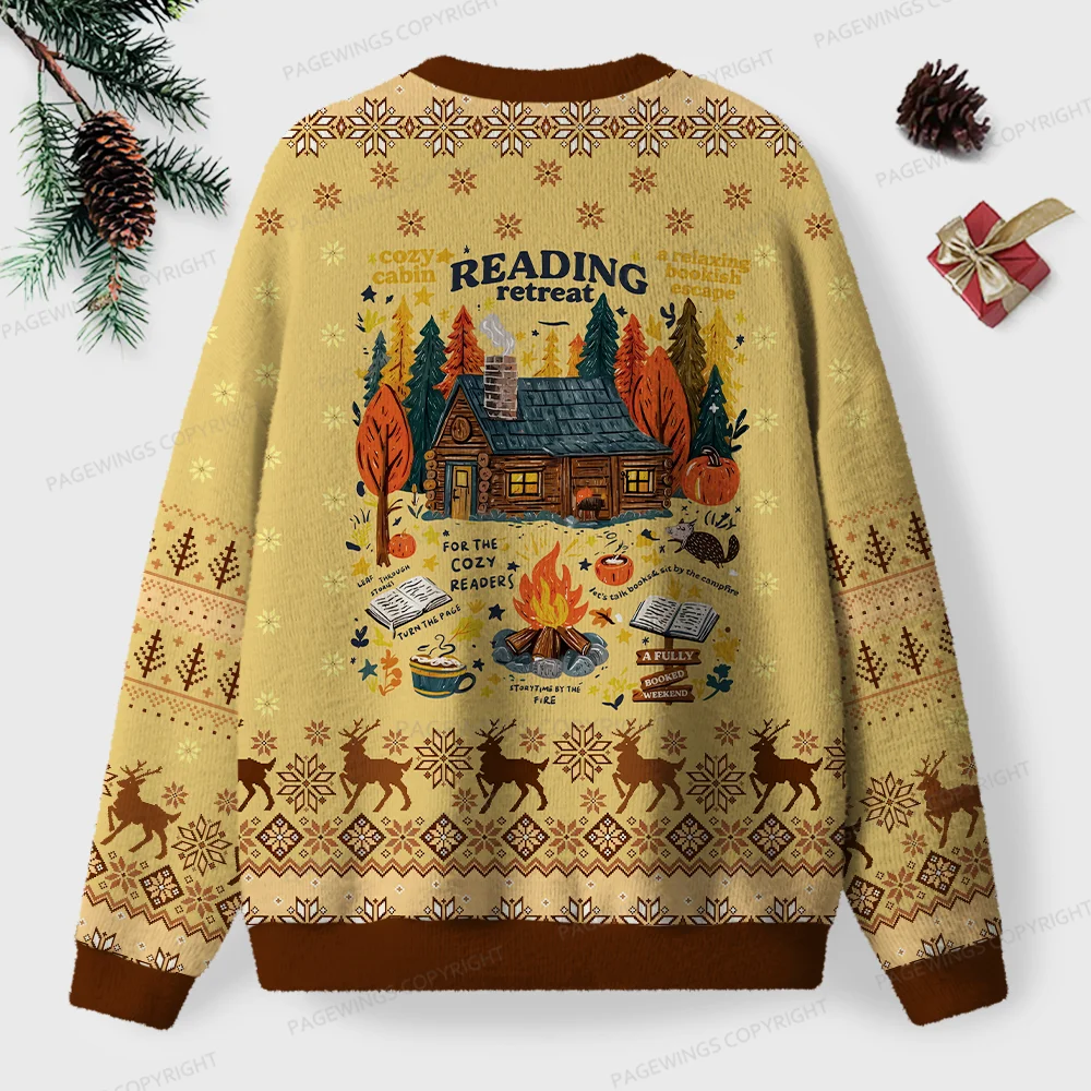 Cozy Reading Retreat Unisex Ugly Knit Christmas Sweater Cozy Reading Retreat Unisex Ugly Knit Christmas Sweater