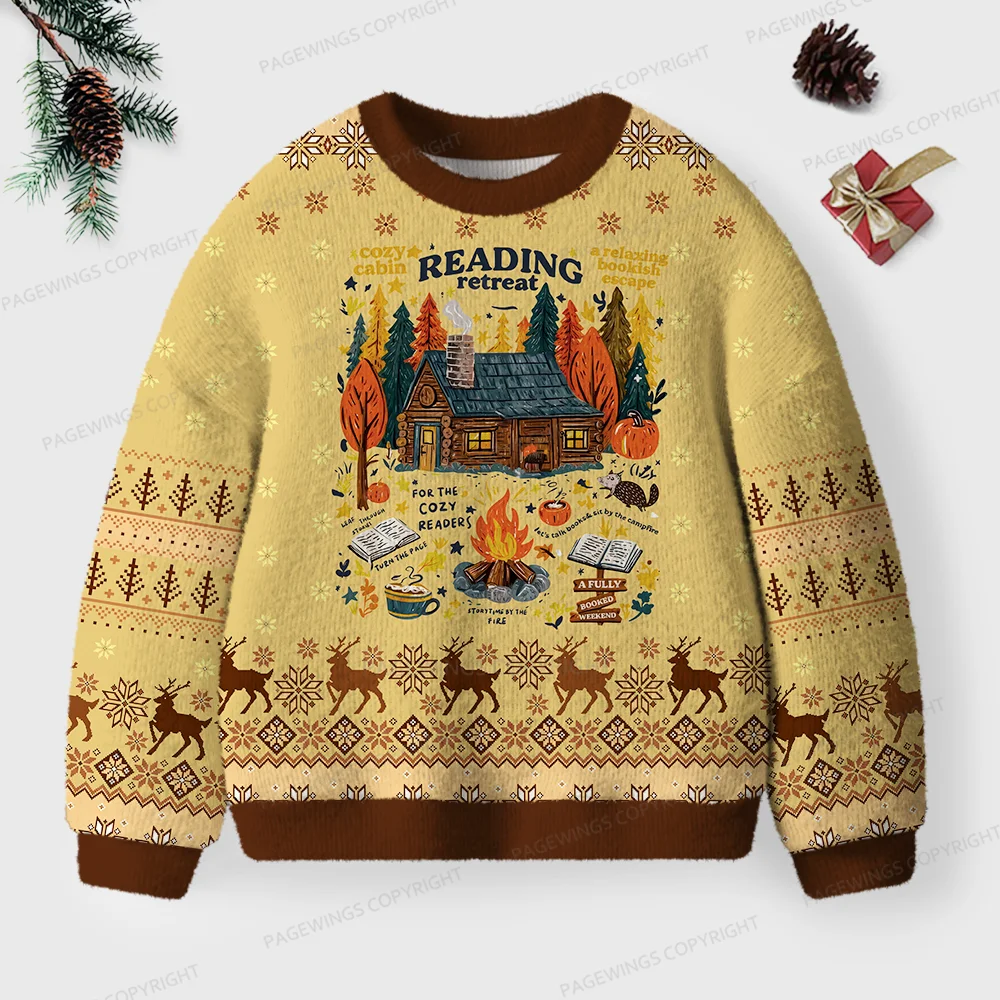 Cozy Reading Retreat Unisex Ugly Knit Christmas Sweater Cozy Reading Retreat Unisex Ugly Knit Christmas Sweater