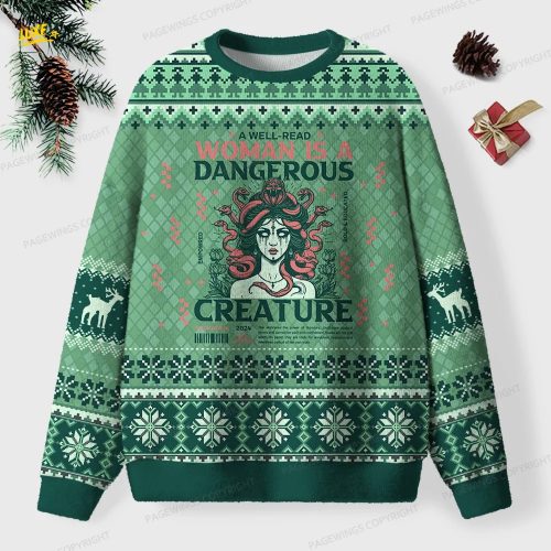 A Well-Read Woman Is A Dangerous Creature Unisex Ugly Knit Christmas Sweater