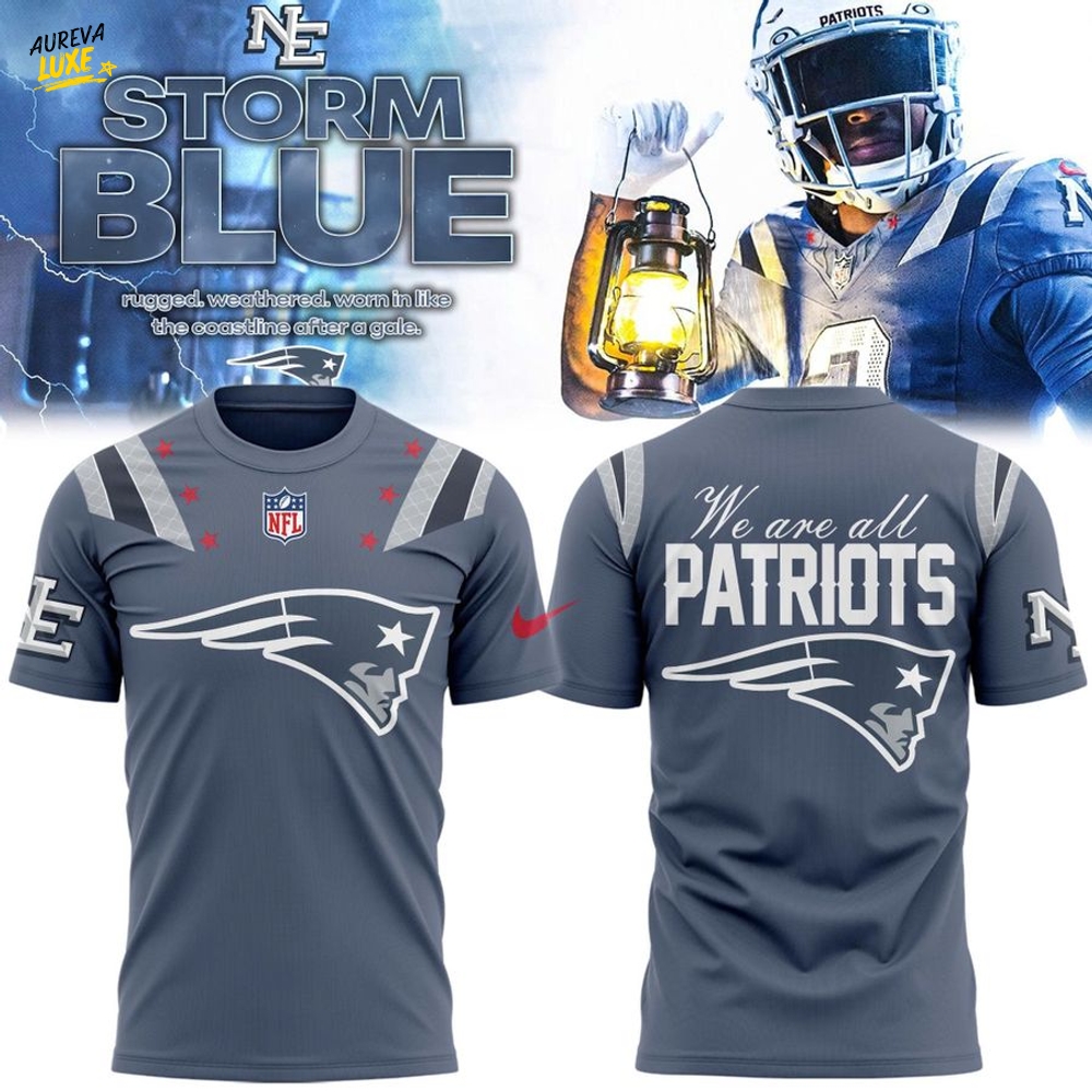 NE Patriots 2025 Rivalries Nor’Easter Storm Blue Tshirt NE Patriots 2025 Rivalries Nor’Easter Storm Blue Tshirt