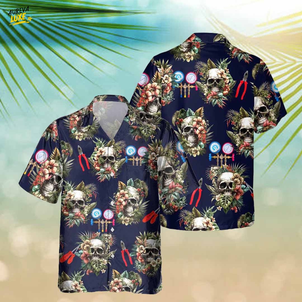 Awesome HVAC Tech- AOP Pocket Hawaiian Shirt-# Awesome HVAC Tech- AOP Pocket Hawaiian Shirt-#