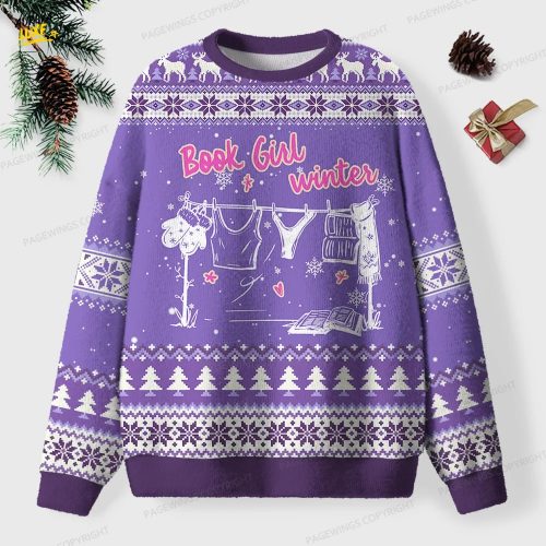Book Girl Winter Unisex Ugly Knit Christmas Sweater