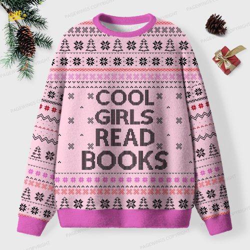 Cool Girls Read Books Unisex Ugly Knit Christmas Sweater