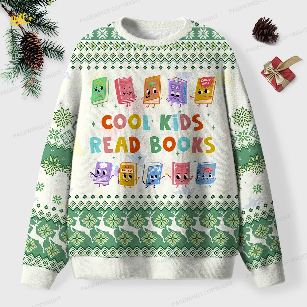 Cool Kids Read Books Unisex Ugly Knit Christmas Sweater Cool Kids Read Books Unisex Ugly Knit Christmas Sweater