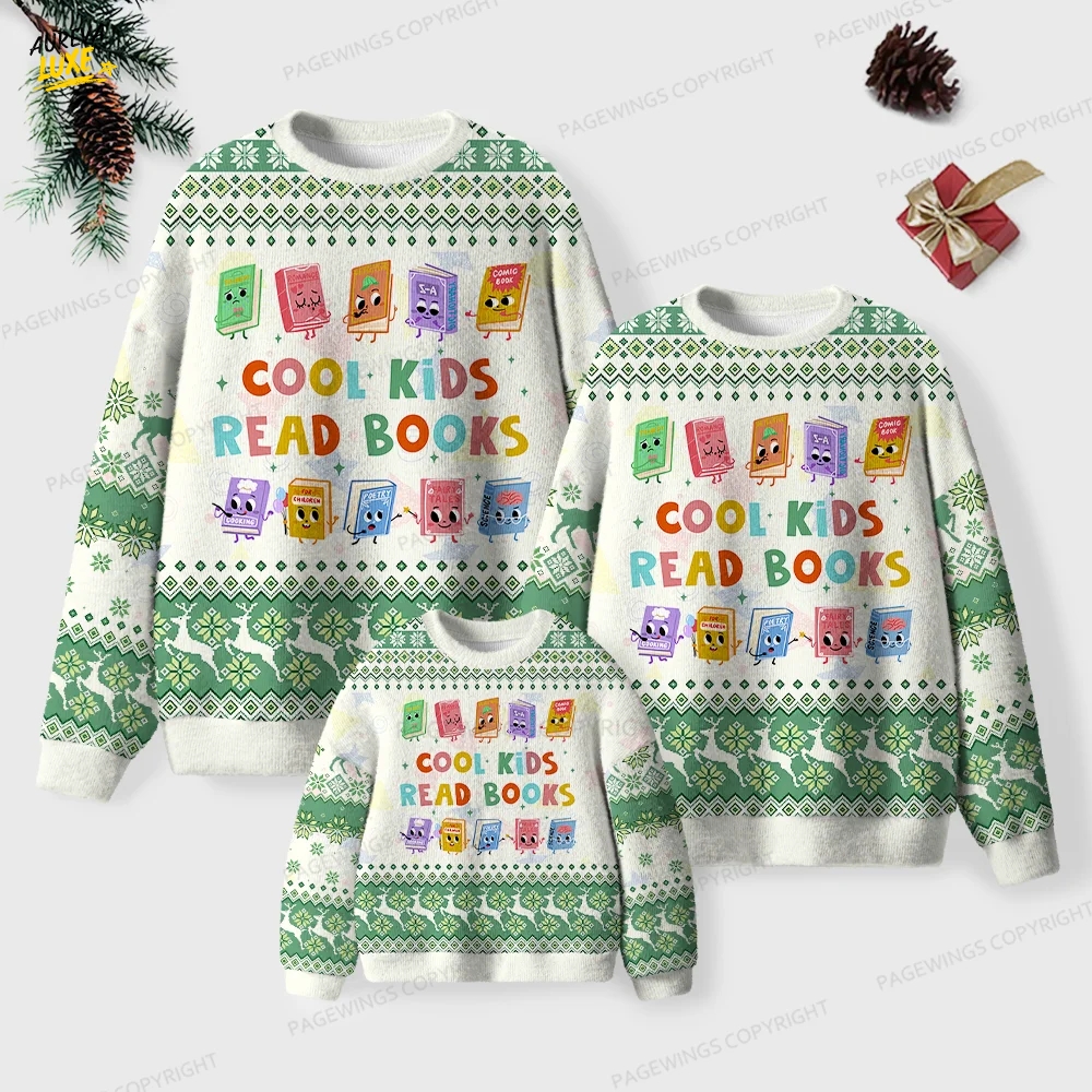 Cool Kids Read Books Unisex Ugly Knit Christmas Sweater Cool Kids Read Books Unisex Ugly Knit Christmas Sweater