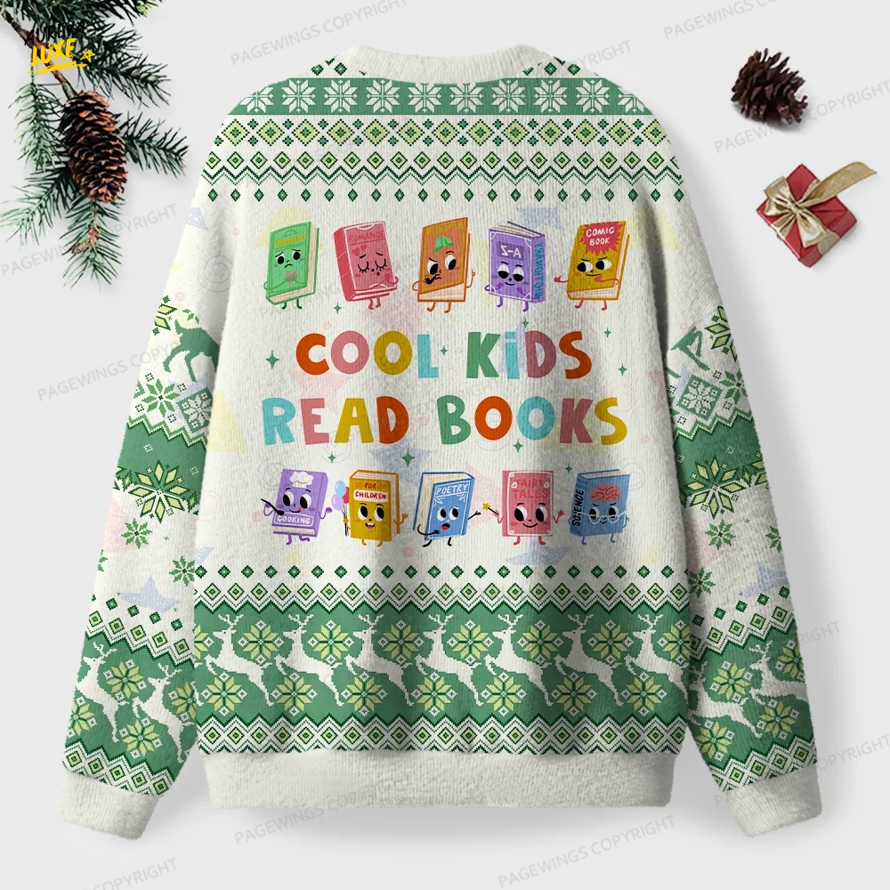 Cool Kids Read Books Unisex Ugly Knit Christmas Sweater Cool Kids Read Books Unisex Ugly Knit Christmas Sweater
