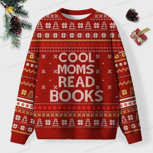 Cool Moms Read Books Unisex Ugly Knit Christmas Sweater