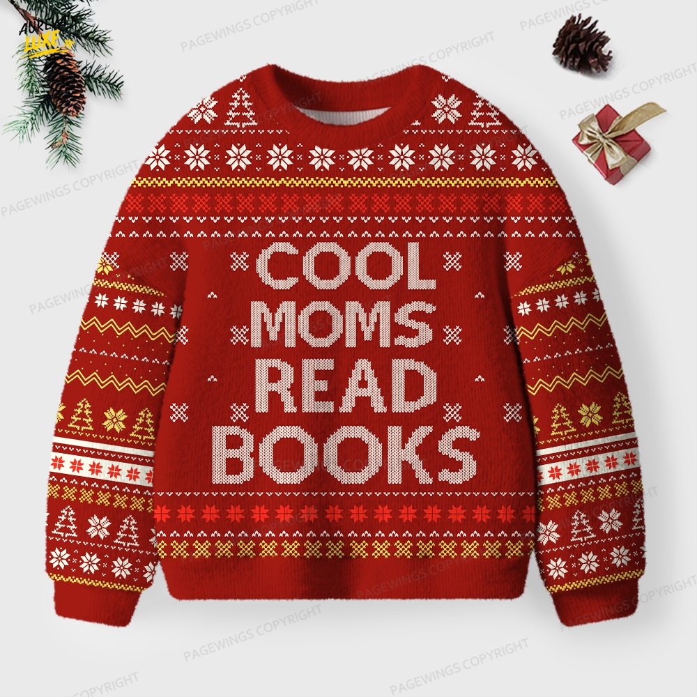 Cool Moms Read Books Unisex Ugly Knit Christmas Sweater Cool Moms Read Books Unisex Ugly Knit Christmas Sweater