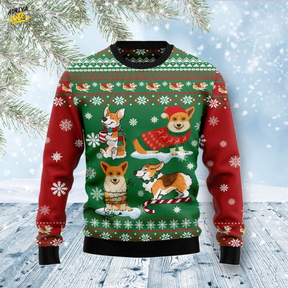 Corgi Snow Day Ugly Christmas Sweater Corgi Snow Day Ugly Christmas Sweater