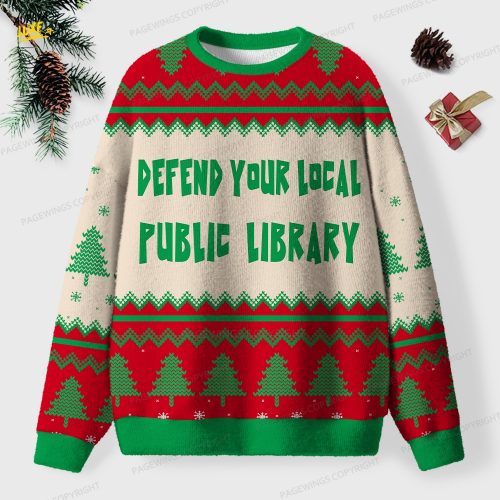 Defend Your Local Public Library Unisex Ugly Knit Christmas Sweater