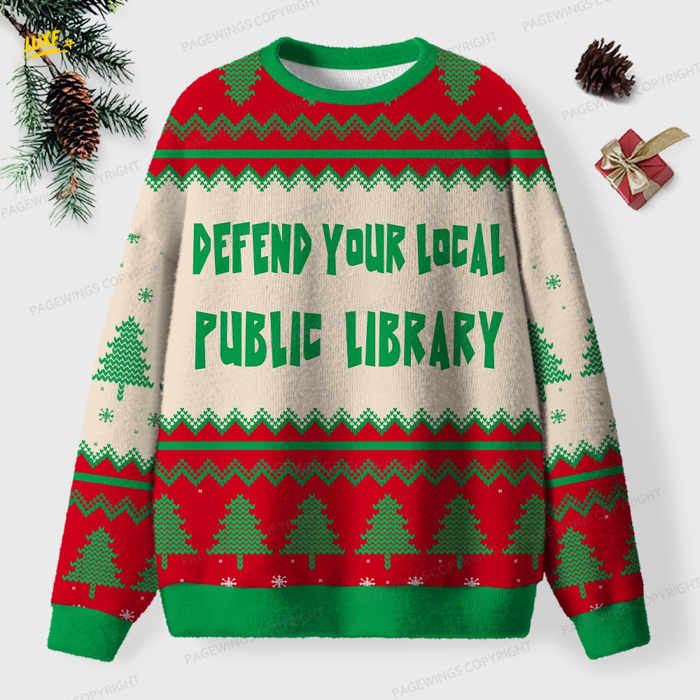 Defend Your Local Public Library Unisex Ugly Knit Christmas Sweater Defend Your Local Public Library Unisex Ugly Knit Christmas Sweater