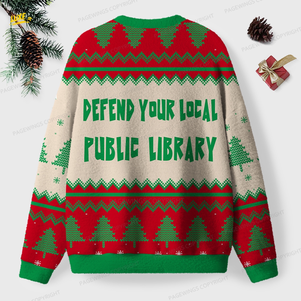 Defend Your Local Public Library Unisex Ugly Knit Christmas Sweater Defend Your Local Public Library Unisex Ugly Knit Christmas Sweater