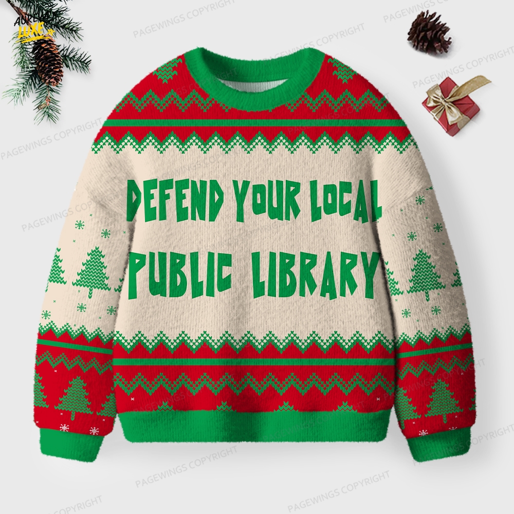 Defend Your Local Public Library Unisex Ugly Knit Christmas Sweater Defend Your Local Public Library Unisex Ugly Knit Christmas Sweater