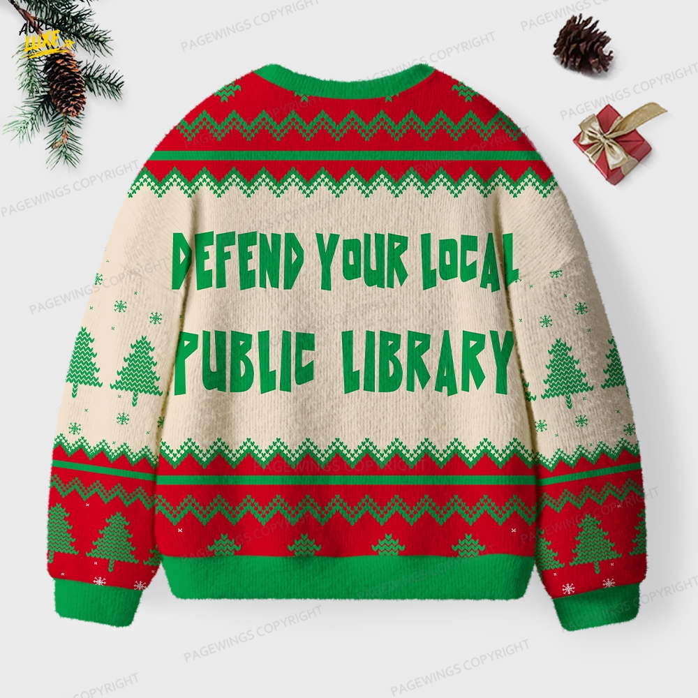 Defend Your Local Public Library Unisex Ugly Knit Christmas Sweater Defend Your Local Public Library Unisex Ugly Knit Christmas Sweater
