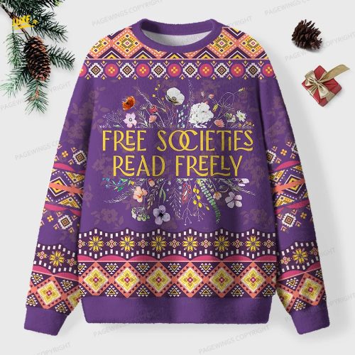 Free Societies Read Freely Unisex Ugly Knit Christmas Sweater