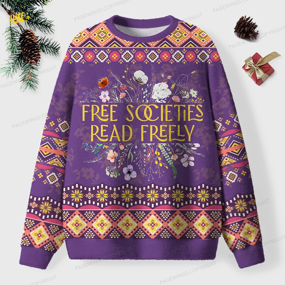 Free Societies Read Freely Unisex Ugly Knit Christmas Sweater Free Societies Read Freely Unisex Ugly Knit Christmas Sweater