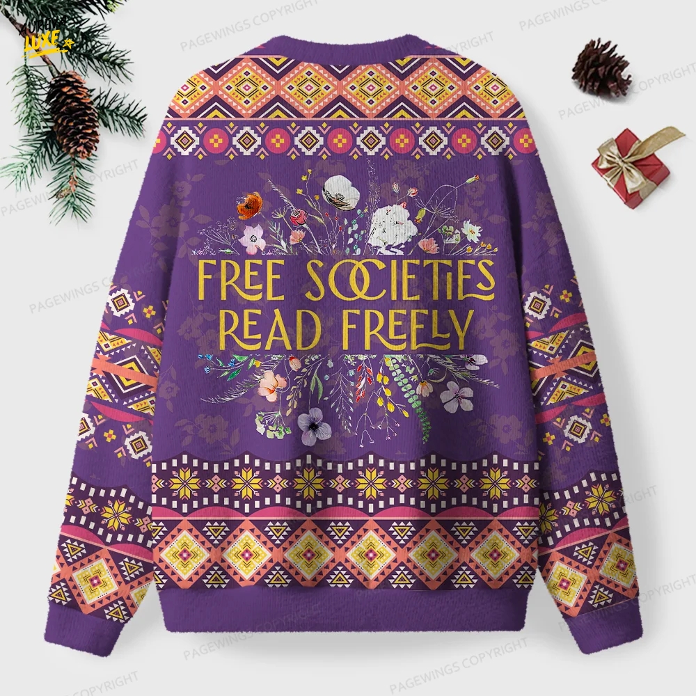 Free Societies Read Freely Unisex Ugly Knit Christmas Sweater Free Societies Read Freely Unisex Ugly Knit Christmas Sweater