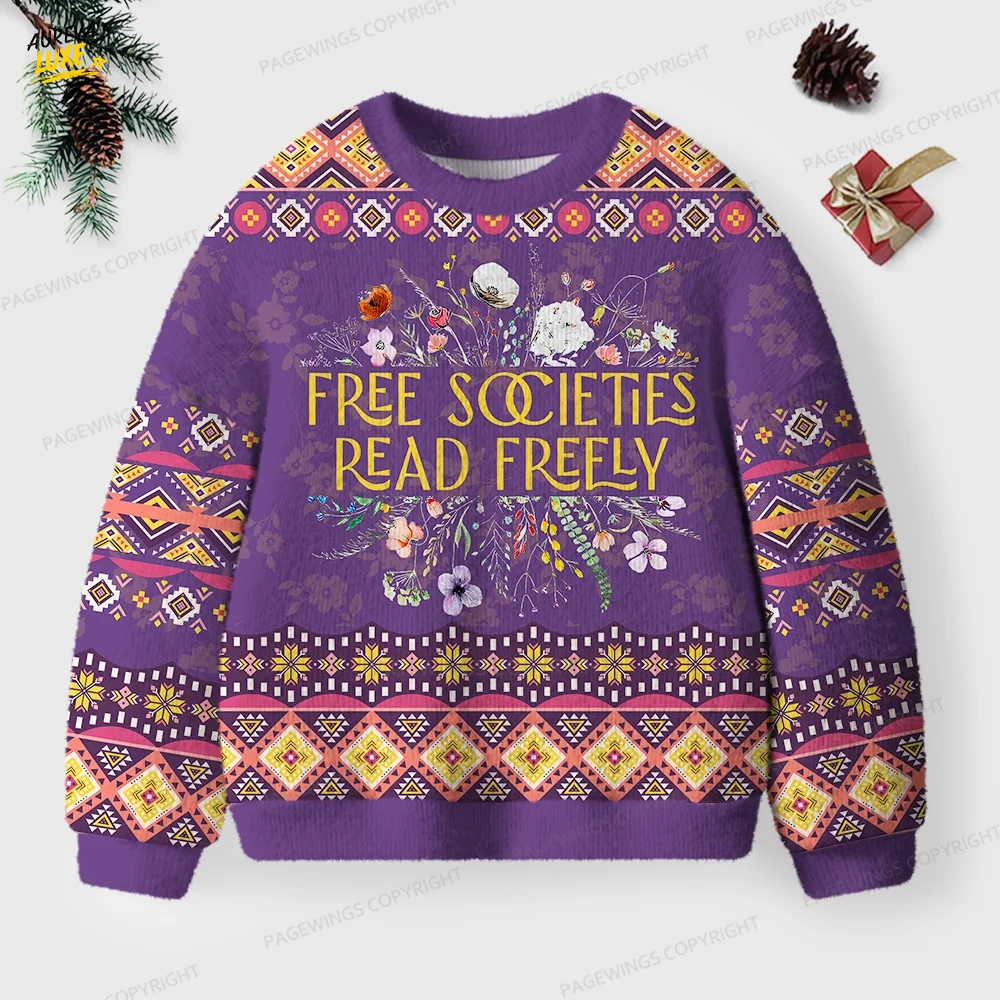 Free Societies Read Freely Unisex Ugly Knit Christmas Sweater Free Societies Read Freely Unisex Ugly Knit Christmas Sweater