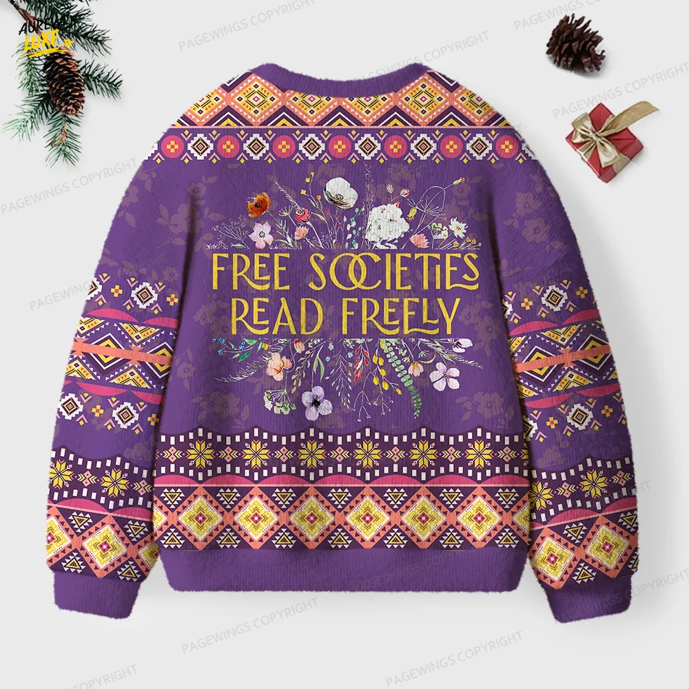 Free Societies Read Freely Unisex Ugly Knit Christmas Sweater Free Societies Read Freely Unisex Ugly Knit Christmas Sweater