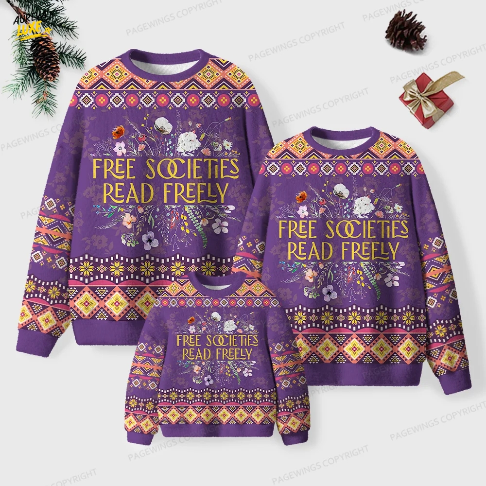 Free Societies Read Freely Unisex Ugly Knit Christmas Sweater Free Societies Read Freely Unisex Ugly Knit Christmas Sweater