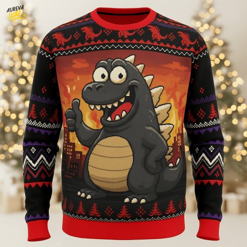 Godzilla Kaiju Monster Christmas Knitted Sweater