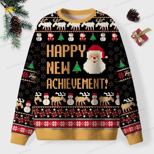 Happy New Achievement Unisex Ugly Knit Christmas Sweater