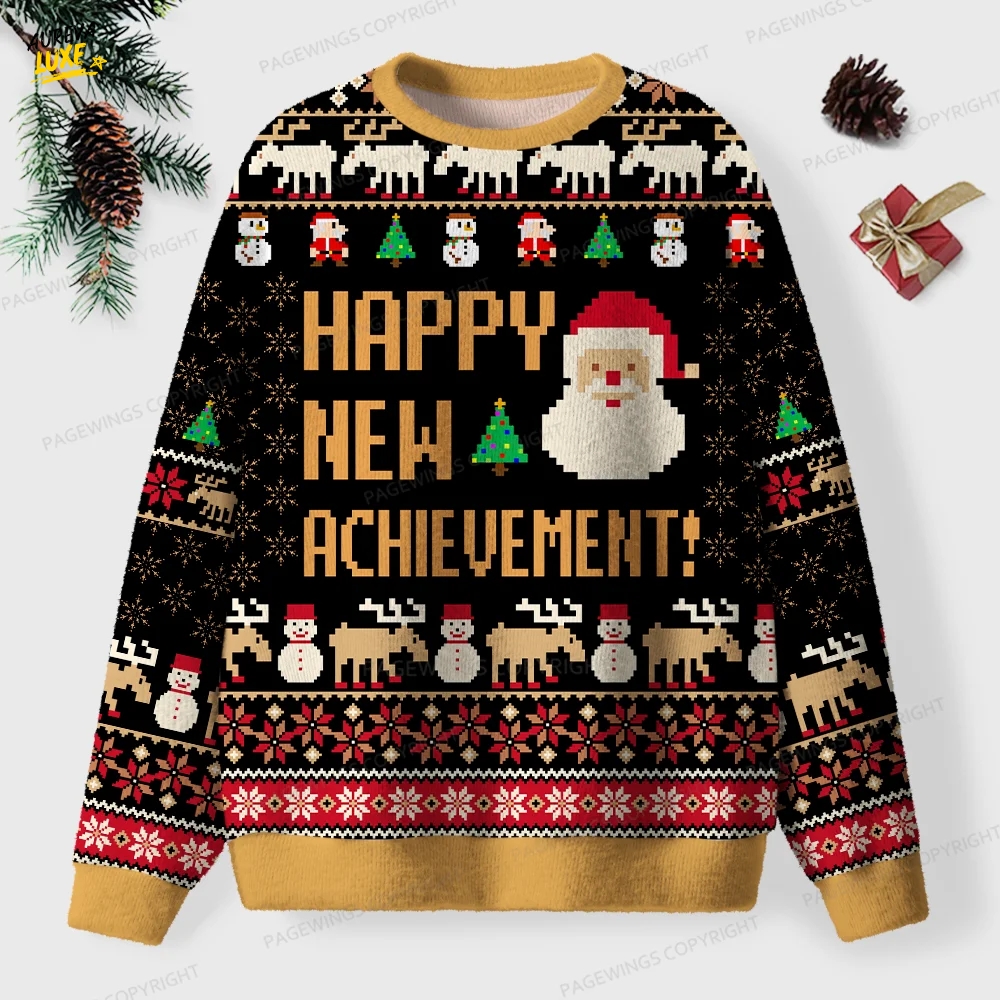 Happy New Achievement Unisex Ugly Knit Christmas Sweater Happy New Achievement Unisex Ugly Knit Christmas Sweater