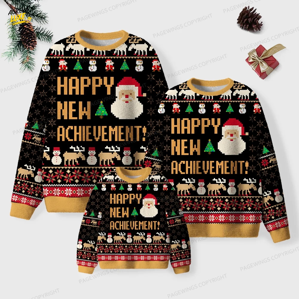 Happy New Achievement Unisex Ugly Knit Christmas Sweater Happy New Achievement Unisex Ugly Knit Christmas Sweater