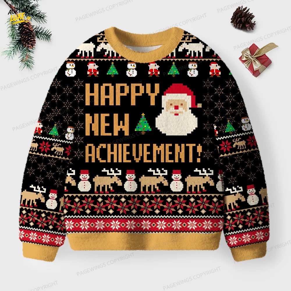 Happy New Achievement Unisex Ugly Knit Christmas Sweater Happy New Achievement Unisex Ugly Knit Christmas Sweater