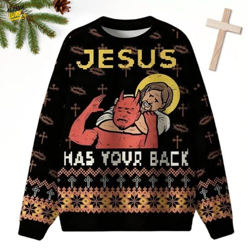 Jesus Has Your Back Ugly Christmas Sweater