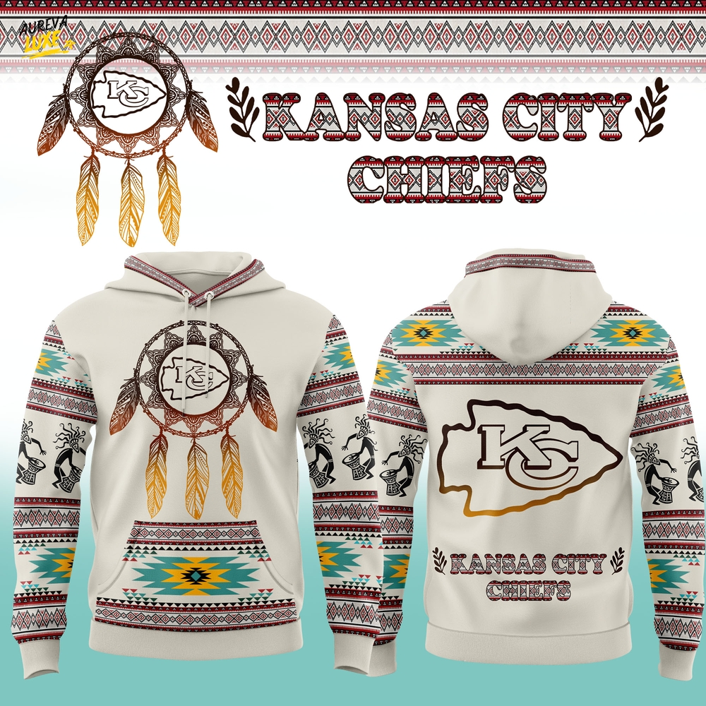 Kansas City Chiefs Native American Heritage Month 2025 Beige Hoodie Kansas City Chiefs Native American Heritage Month 2025 Beige Hoodie
