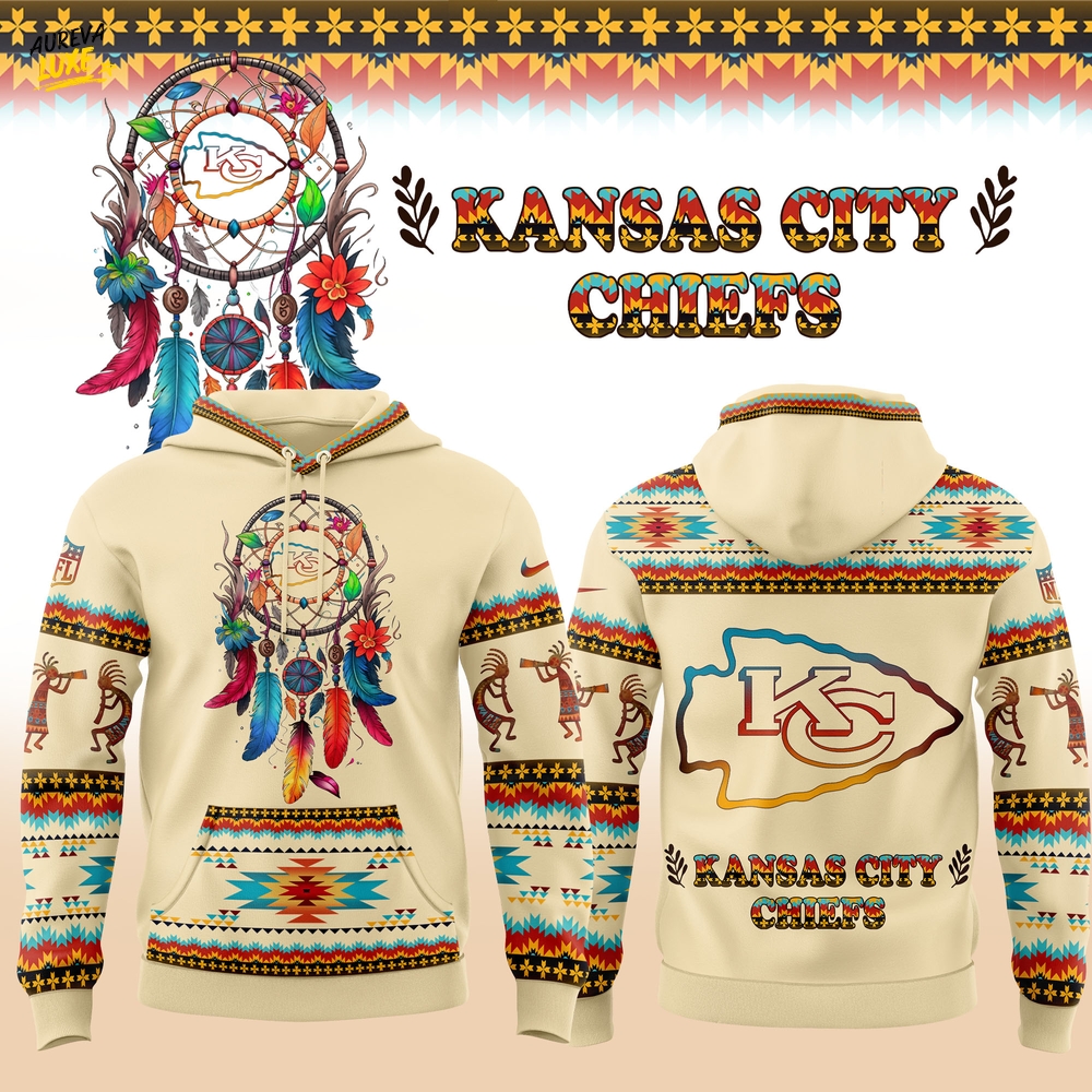Kansas City Chiefs Native American Heritage Month 2025 Sand Beige Hoodie Kansas City Chiefs Native American Heritage Month 2025 Sand Beige Hoodie
