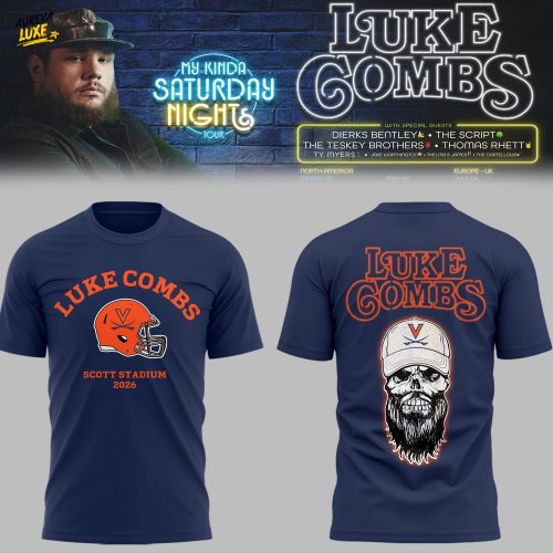 Limited Edition Virginia Cavaliers Football x L.Combs My Kinda Saturday Night Navy TShirt