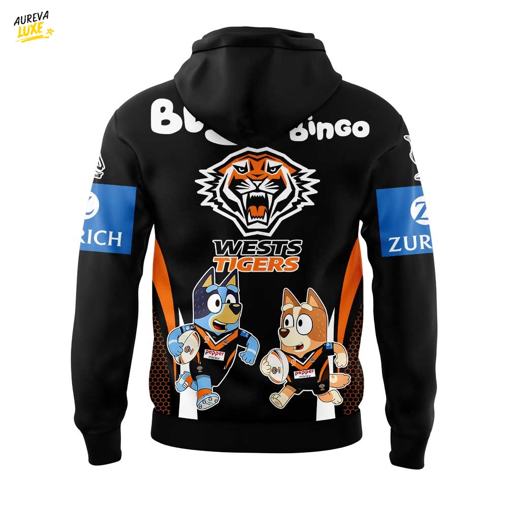 Limited Edition Wests Tigers Bluey and Bingo Hoodie Limited Edition Wests Tigers Bluey and Bingo Hoodie