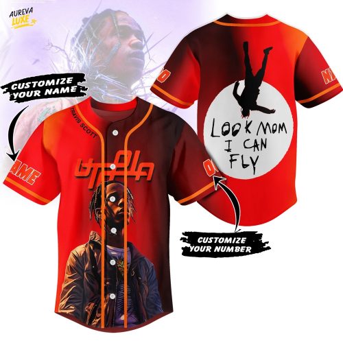 Look Mom I Can Fly Baseball Jersey – Travis Scott Utopia Custom Name And Number