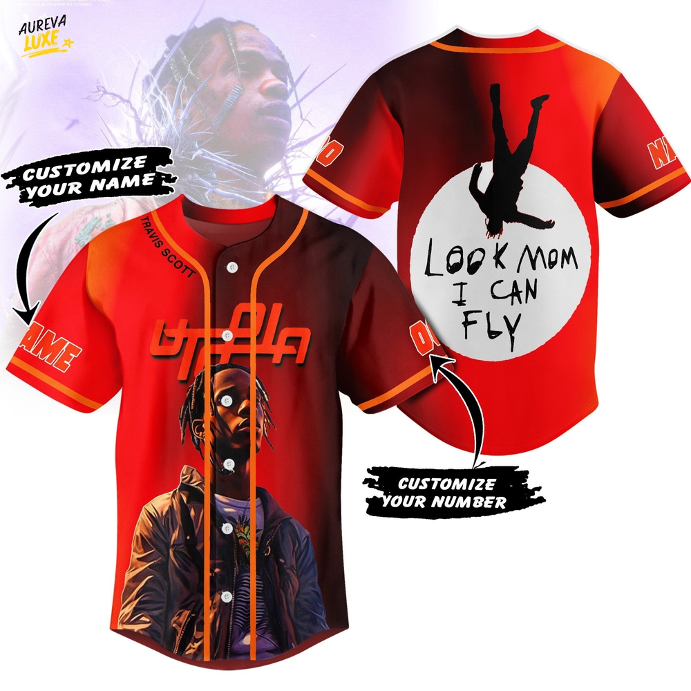 Look Mom I Can Fly Baseball Jersey – Travis Scott Utopia Custom Name And Number Look Mom I Can Fly Baseball Jersey – Travis Scott Utopia Custom Name And Number